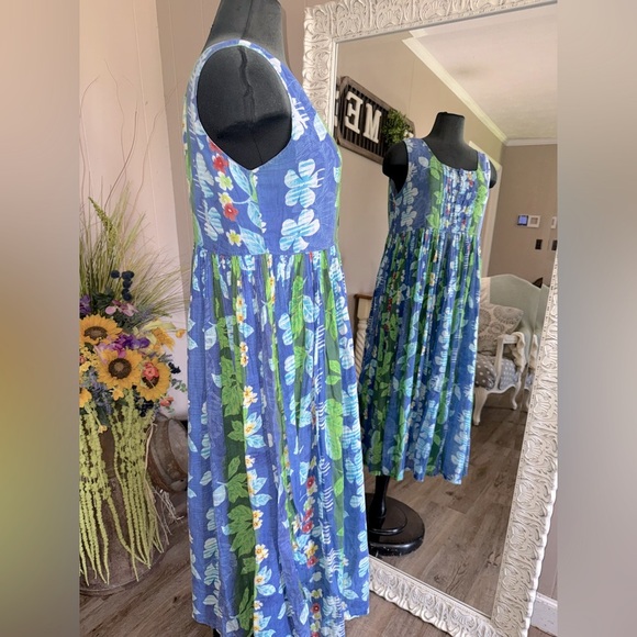 VTG Sita • Tropical Print Full Skirt Midi Dress - Picture 7 of 8